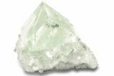 Glass-Clear Green Cubic Fluorite Crystals on Quartz - China #258442-1